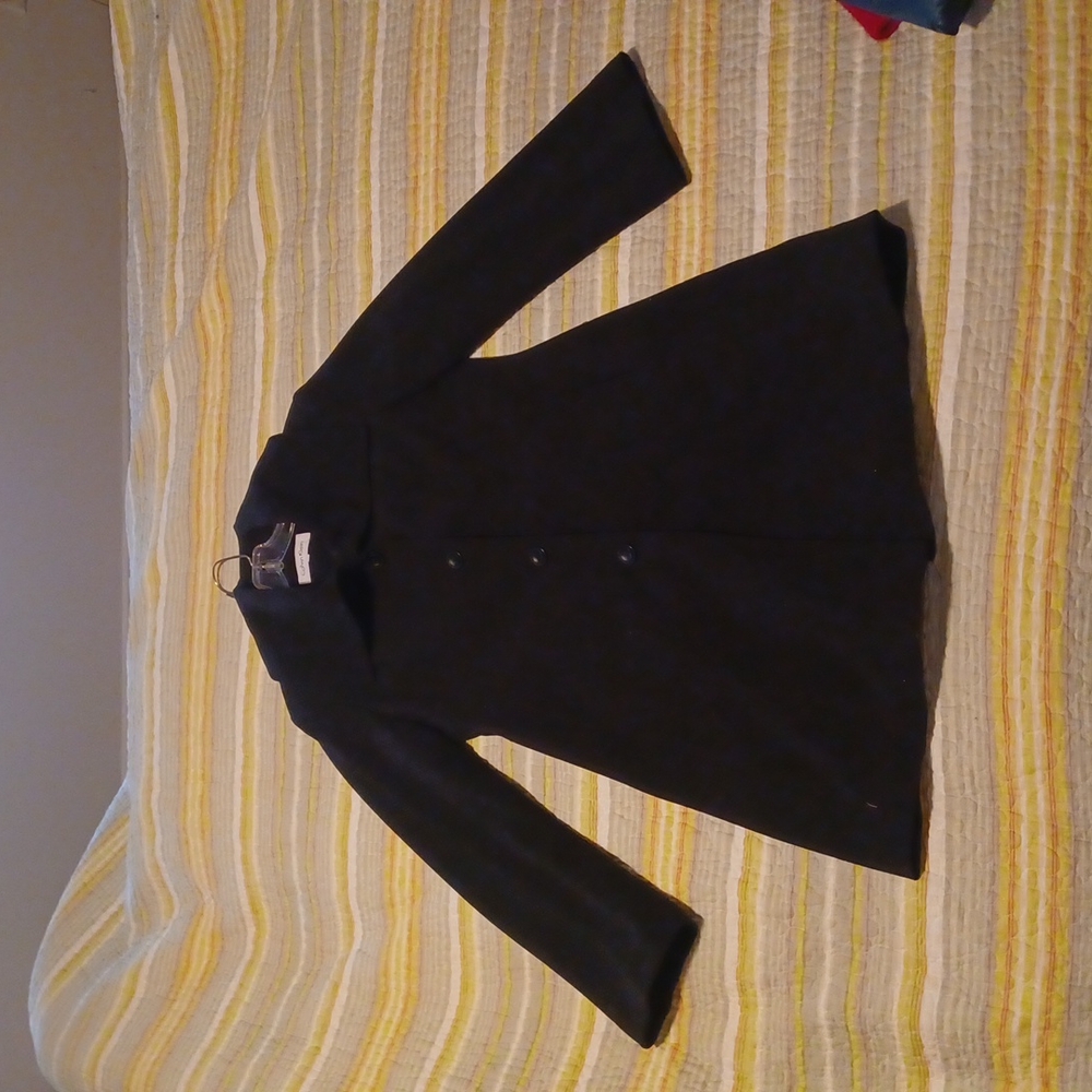 CALVIN KLEIN BLACK COWL NECK BUTTON COAT SIZE SMALL